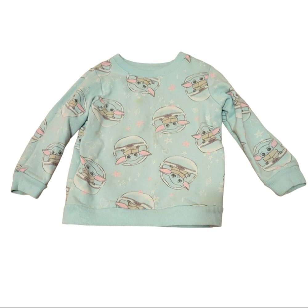 Star Wars Baby Grogu Mint Pullover Sweatshirt Size 3T Mandalorian